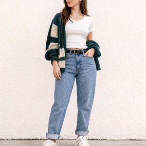 Vintage St Johns Bay High Rise Tapered Mom Jeans Stonewash Denim 14